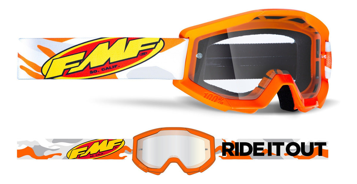 FMF POWERCORE Goggle Assault Grey - Clear Lens